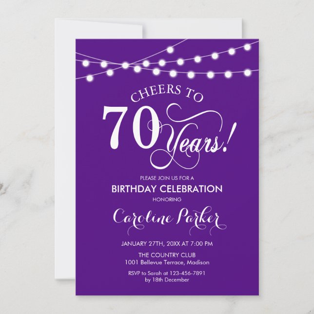 Invitation 70e anniversaire - Blanc pourpre (Devant)