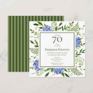 Invitation 70e anniversaire Blue Hydrangeas