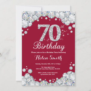 Invitation 70e anniversaire Bourgogne Diamant rouge et argent