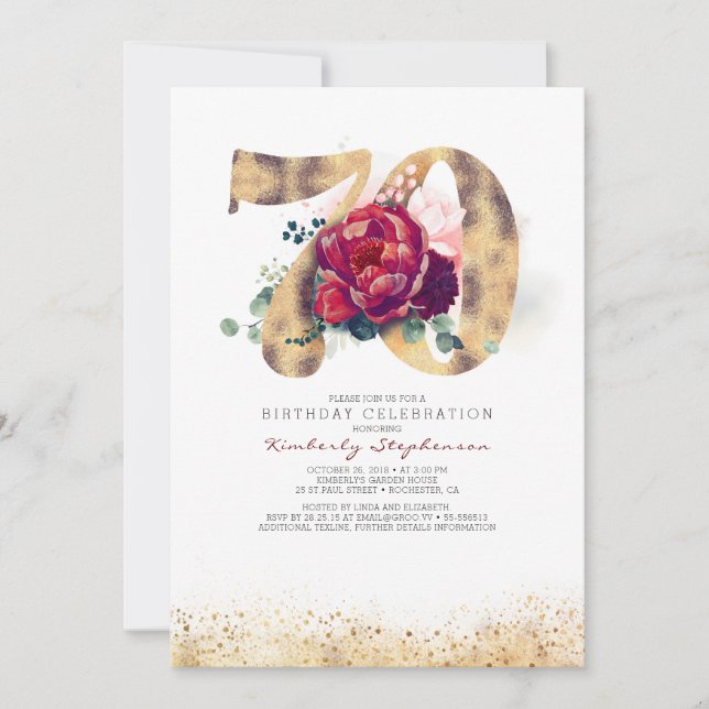 Invitation 70e anniversaire Bourgogne Parties scintillant rou (Devant)