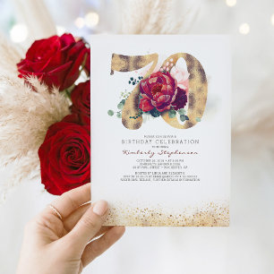 Invitation 70e anniversaire Bourgogne Parties scintillant rou