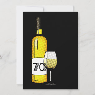 Invitation 70e anniversaire : bouteille de vin demi-ton & ver