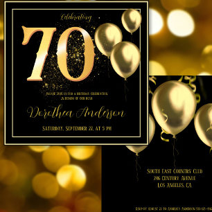 Invitation 70e anniversaire Célébrer l'or arrière avant éléga
