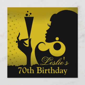 Invitation 70e anniversaire Cocktail Party jaune
