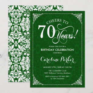 Invitation 70e anniversaire - Damas vert