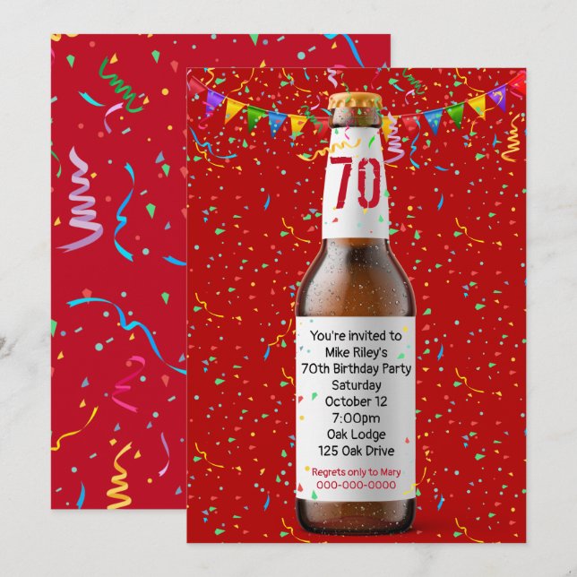 Invitation 70e anniversaire de fête de bière bouteille Invita (Devant / Derrière)