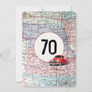 Invitation 70e Anniversaire de la fête Camion rouge Retro