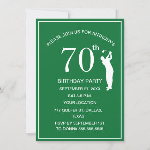 Invitation 70e anniversaire de la fête Golfer Green Par Papa