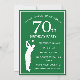 Invitation 70e anniversaire de la fête Golfer Green Par Papa 