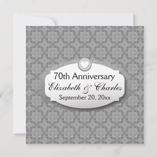 Invitation 70e Anniversaire de Mariage Anniversaire Platine Z (Devant)