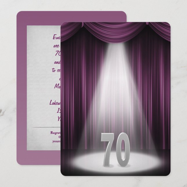 Invitation 70e anniversaire de mariage argent (Devant / Derrière)