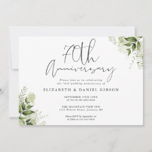 Invitation 70e Anniversaire de Mariage Feuillage Floral