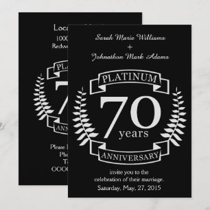 Invitation 70e ANNIVERSAIRE DE MARIAGE PLATINE
