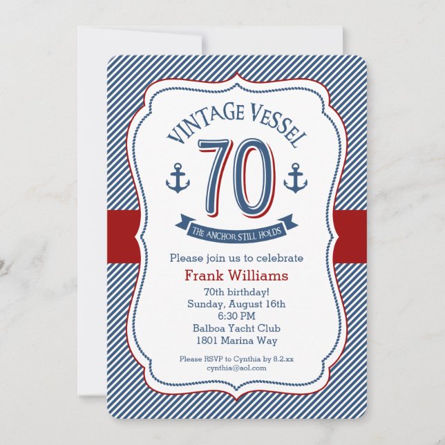 Invitation 70e anniversaire de Nautical (Devant)