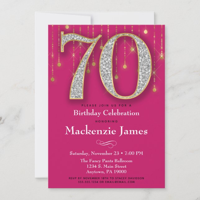 Invitation 70e anniversaire Diamants d'or rose Adu (Devant)