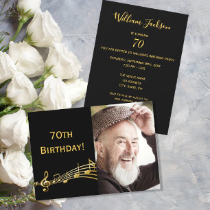 Invitation 70e anniversaire d'invitation photo noir pour les