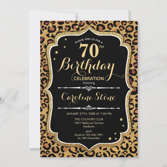 Invitation 70e anniversaire - Empreinte de léopard (Devant)