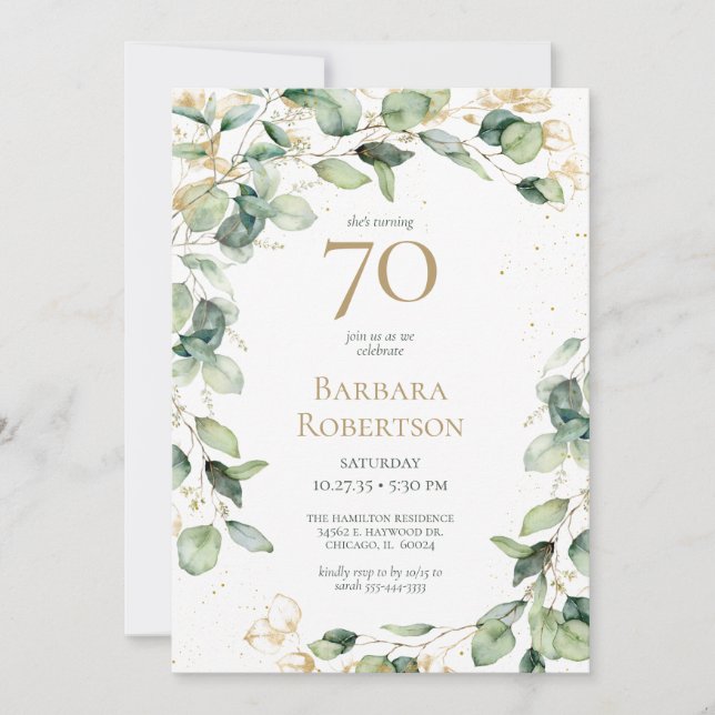 Invitation 70e anniversaire Eucalyptus (Devant)