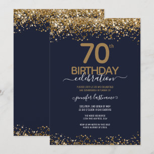 Invitation 70e anniversaire fête Bleu et Or