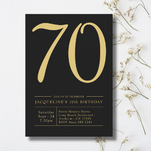 Invitation 70e anniversaire fête Bold 70 Black Gold