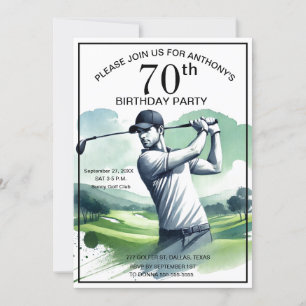 Invitation 70e Anniversaire Fête Golfer Sports Par Adult Golf