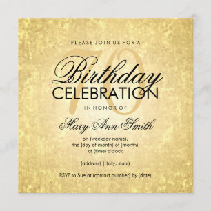 Invitation 70e anniversaire Gold Foil Look Confetti Stars