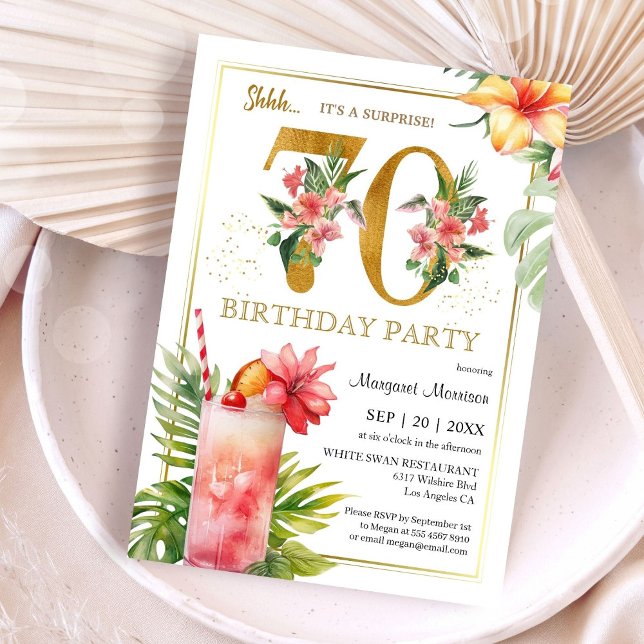 Invitation 70e anniversaire Hawaiian Tropical Cocktail Party (Créateur téléchargé)