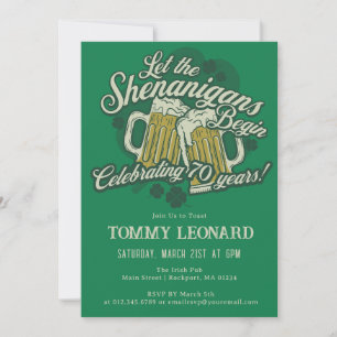 Invitation 70e anniversaire Irish St.Patrick's Day Bière