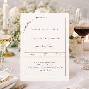 Invitation 70e anniversaire ivoire simple moderne