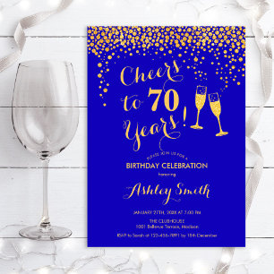 Invitation 70e Anniversaire - Joyeux À 70 Ans Or Royal Blue