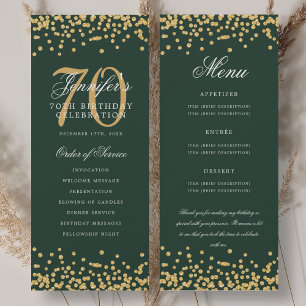 Invitation 70e Anniversaire Menu Merci Gold Green