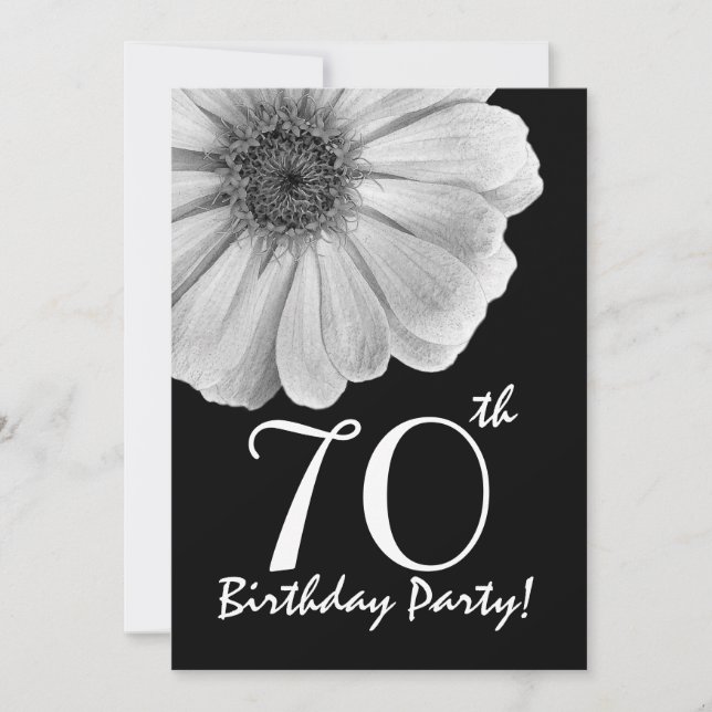 Invitation 70e anniversaire Modèle de la marguerite noire et  (Devant)