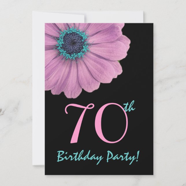 Invitation 70e anniversaire Modèle - Rose Daisy (Devant)