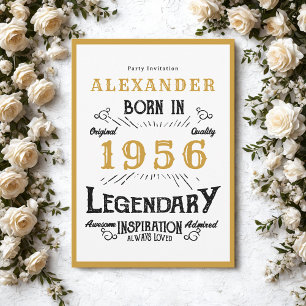 Invitation 70e anniversaire Né en 1956 Légende en or blanc