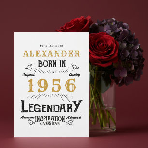 Invitation 70e anniversaire Né en 1956 Or blanc Rétro Vintage