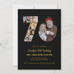 Invitation 70e anniversaire Numéro 70 Photo Collage moderne N