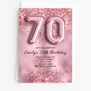 Invitation 70e Anniversaire Paillettes Roses
