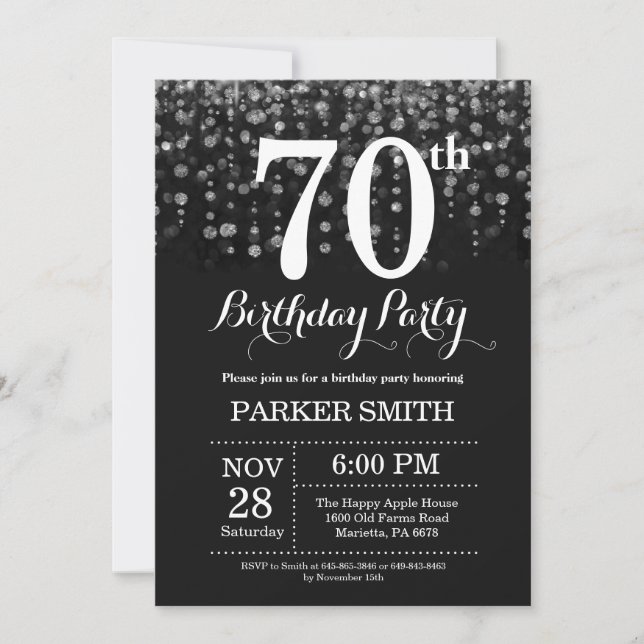 Invitation 70e anniversaire Parties scintillant d' (Devant)