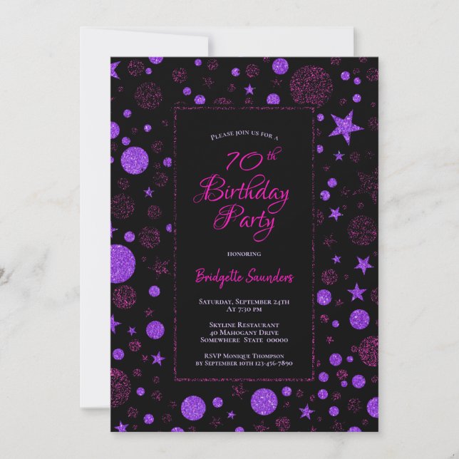 Invitation 70e anniversaire Purple and Black Party (Devant)