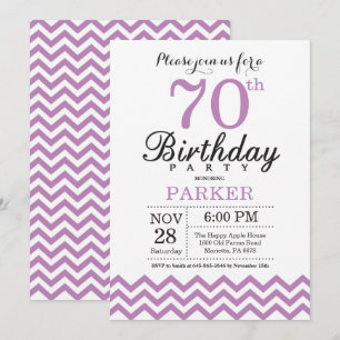 Invitation 70e anniversaire Purple Chevron