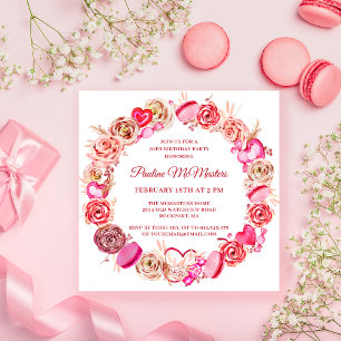 Invitation 70e anniversaire Rose Rose Coeur Tourbillonnant Va