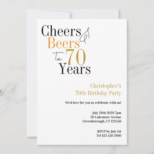 Invitation 70e anniversaire Soeurs et bières Mini fête (Devant)