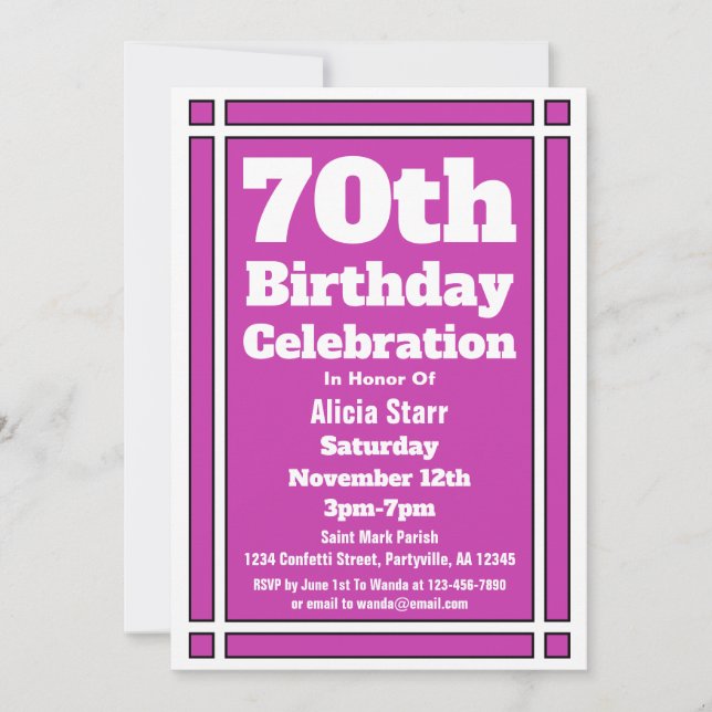 Invitation 70e anniversaire violet (Devant)