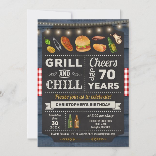 Invitation 70e barbecue Grill and Chill Anniversaire Invitati (Devant)