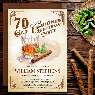 Invitation 70e fête d'anniversaire au cigare et au whisky à l