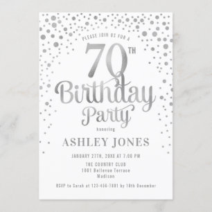 Invitation 70e fête d'anniversaire - Blanc & Argent