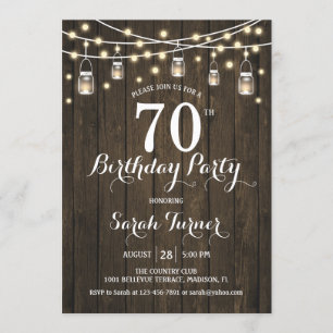 Invitation 70e fête d'anniversaire - Bois rustique
