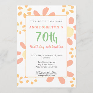 Invitation 70e fête d'anniversaire Floral Motivational Funny
