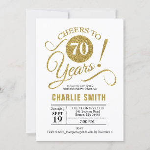Invitation 70e fête d'anniversaire - Gold White