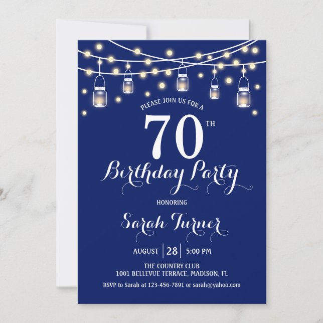 Invitation 70e fête d'anniversaire - Navy Blue (Devant)